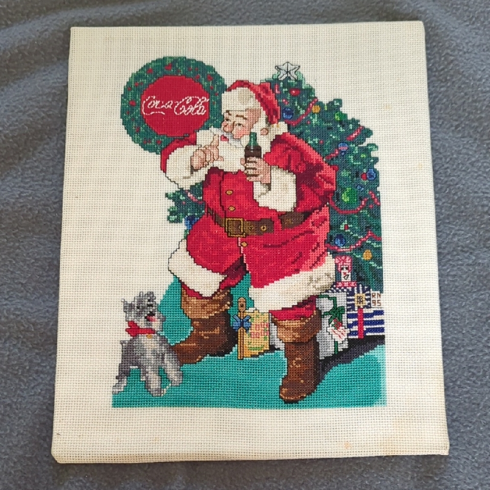 Cross Stitch Vintage. Santa Claus. Unframed. Coca Cola.